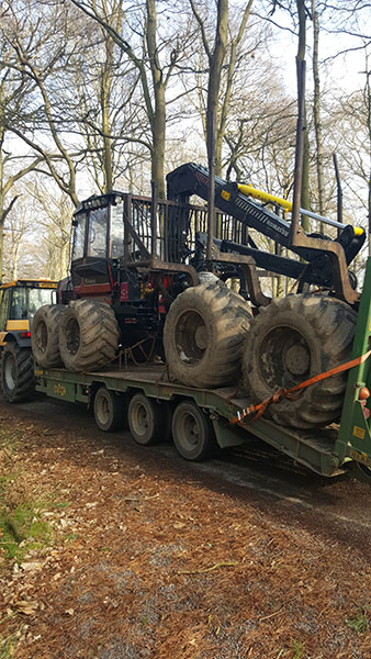 Valmet Forwarder being transported Nettlebed Sawmill
