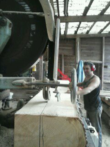 Cutting Oak beams Nettlebed Sawmill